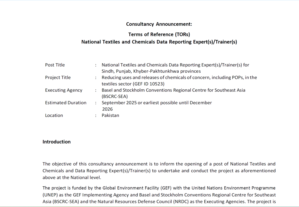 TOR National Reporting Expert Pakistan 1024x710